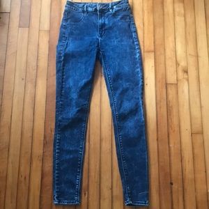 American Eagle Outfitters Sky High Jeggings Dark Acid Wash Size 2 Regular